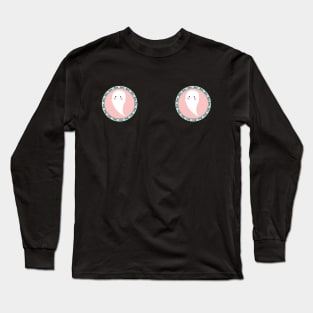 Sweet Smiling Ghost Mint And Pink Long Sleeve T-Shirt